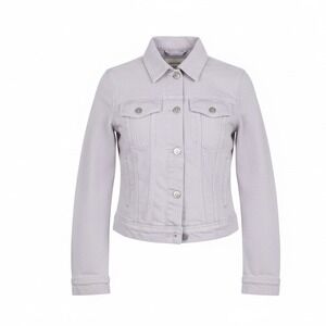 Free People Denim Jacket Women's Small Light Wash Lilac Purple Trucker Jean